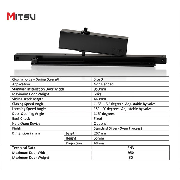MITSU Slide Arm Closer (Black) - Image 5